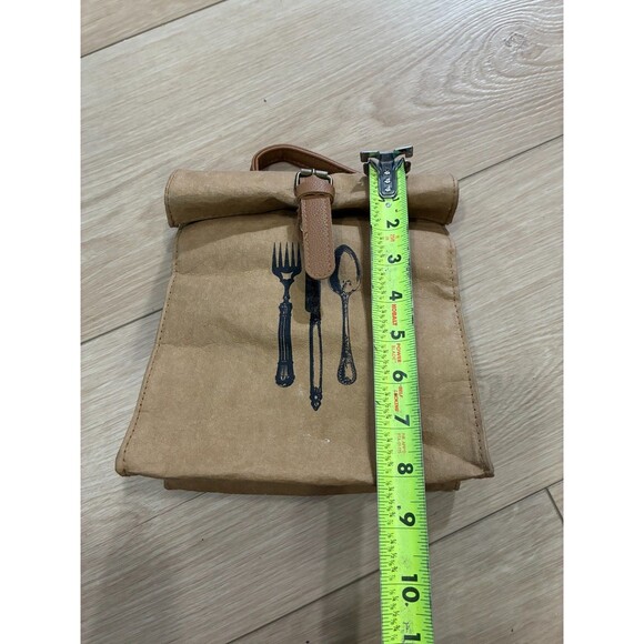 Kraft Paper Insulated Lunch Bag with Utensil Graphic - Reusable Brown Bag - Picture 5 of 5